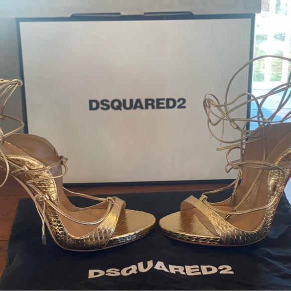DSquared2 Riri 120 heel sandal. Gold snake size 40 - Picture 6 of 8